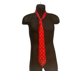 Hermes Paris men’s necktie 100% silk flawed water spot red w grey seals casual